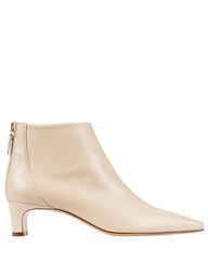 Women's pointy toe ankle boots in beige nappa leather with 4.5cm block heel – Bianca Buccheri Italian-made luxury footwear