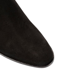 Women's almond toe suede ankle boot in beige with block heel – Italian-made affordable luxury footwear in Australia