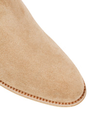 Women's almond toe suede ankle boot in beige with block heel – Italian-made affordable luxury footwear in Australia