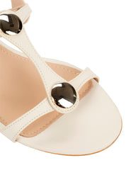 Italian-made women's flat cream leather sandal with gold accents, affordable luxury footwear for everyday elegance