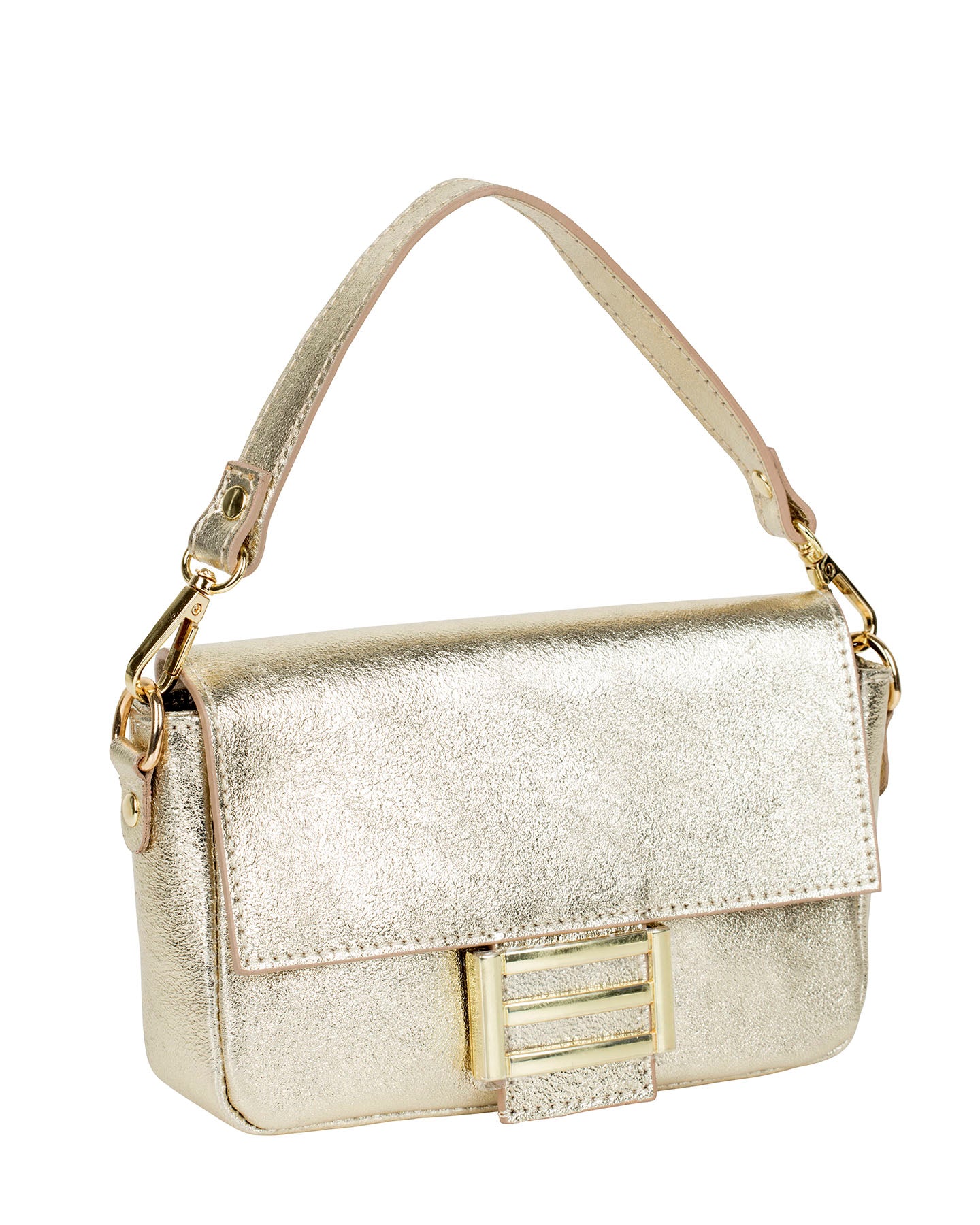 Dolci Firme Cia gold metallic leather shoulder bag with gold clasp