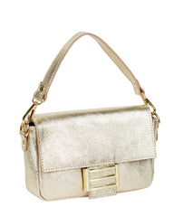 Dolci Firme Cia gold metallic leather shoulder bag with gold clasp
