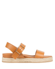 Bianca Buccheri Plage tan leather espadrille flatform sandals with buckle strap