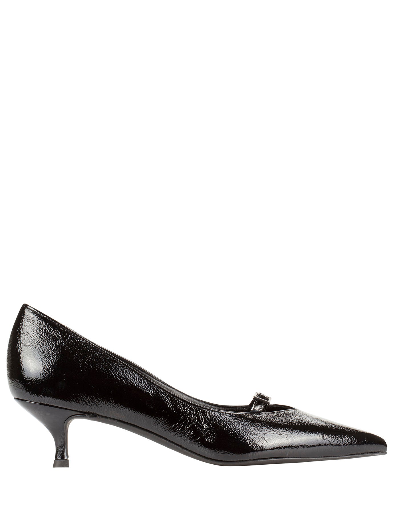 Bianca Buccheri Frany black patent leather pointed-toe pumps with gold instep strap