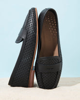 Dolci Firme Keah Black Woven Leather Penny Loafer