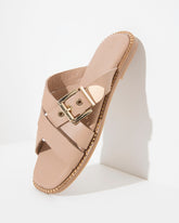 Dolci Firme Lilla Nude Leather Buckle Slide