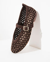 Dolci Firme Monty Choc Studded Suede Mary Jane Flat