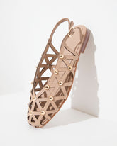 Dolci Firme Luana Nude Studded Leather Slingback Flat