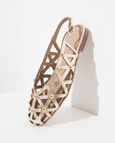 Dolci Firme Luana Gold Studded Leather Slingback Flat