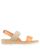 By Bianca Anye Beige Deserto nude leather espadrille wedge sandals with elastic back strap