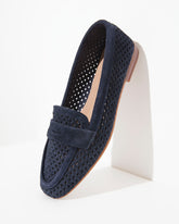 Dolci Firme Keah Navy Woven Suede Penny Loafer