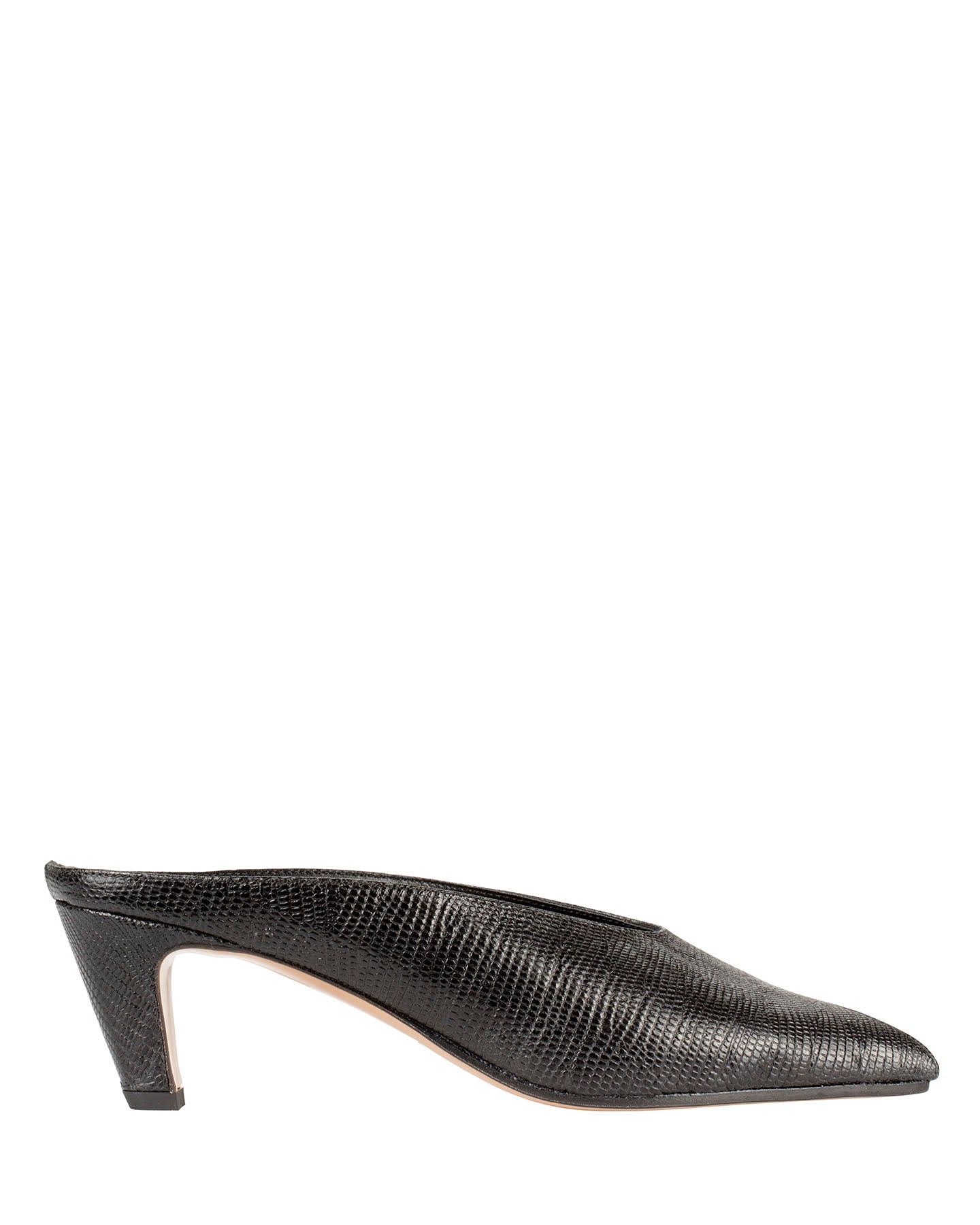 Bianca Buccheri Alani Black lizard-print leather peep-toe mule with 50mm curved heel