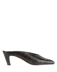 Bianca Buccheri Alani Black lizard-print leather peep-toe mule with 50mm curved heel