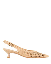 Bianca Buccheri Lauren Tan suede pointed-toe slingback with lace perforations and 45mm kitten heel