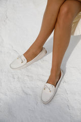 Dolci Firme Alpha milk leather moccasin loafers with bow
