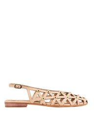 Dolci Firme Luana nude leather studded caged slingback flat, side profile