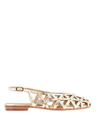 Dolci Firme Luana gold metallic leather studded caged slingback flat, side profile