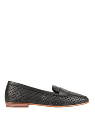Dolci Firme Keah black woven leather penny loafer, side profile