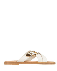 Dolci Firme Lilla milk leather crossover buckle slide, side profile