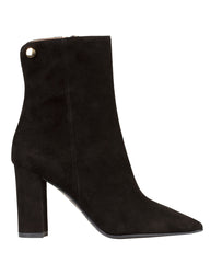 Bianca Buccheri Natala black suede pointed-toe ankle boots with block heel