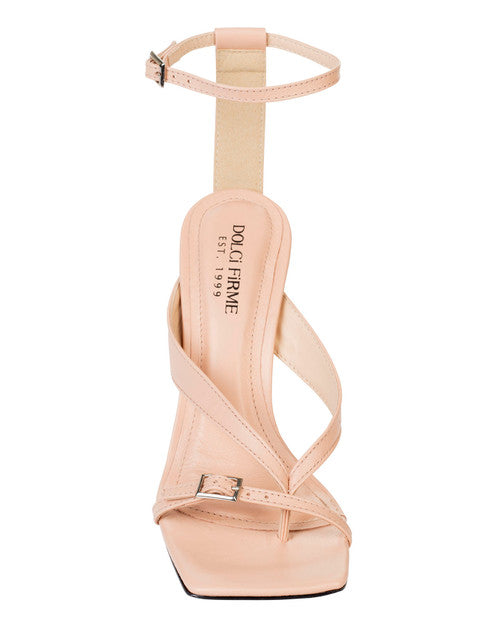 Dolci Firme Savoca Nude Leather Sandal Heel