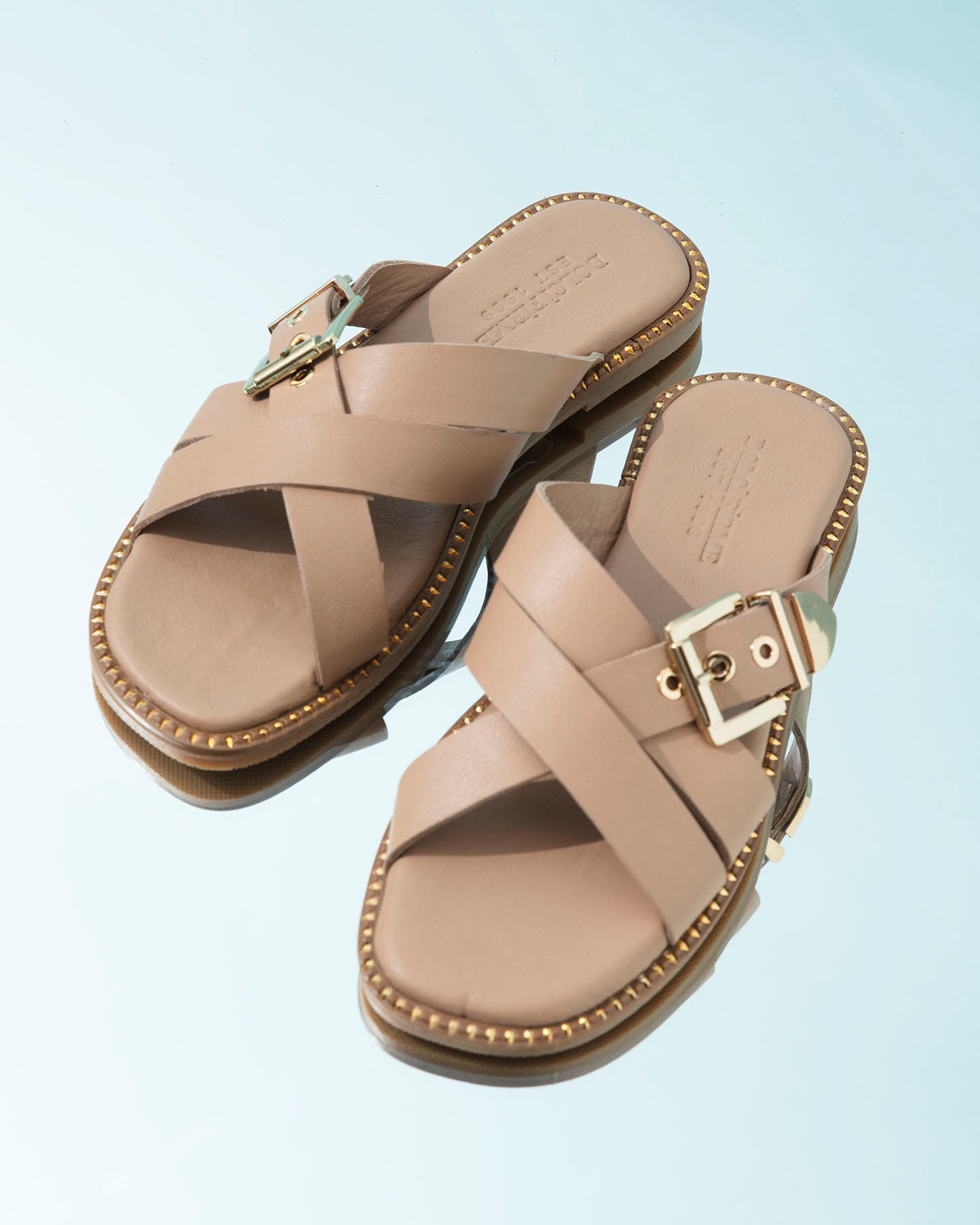Dolci Firme Lilla Nude Leather Buckle Slide
