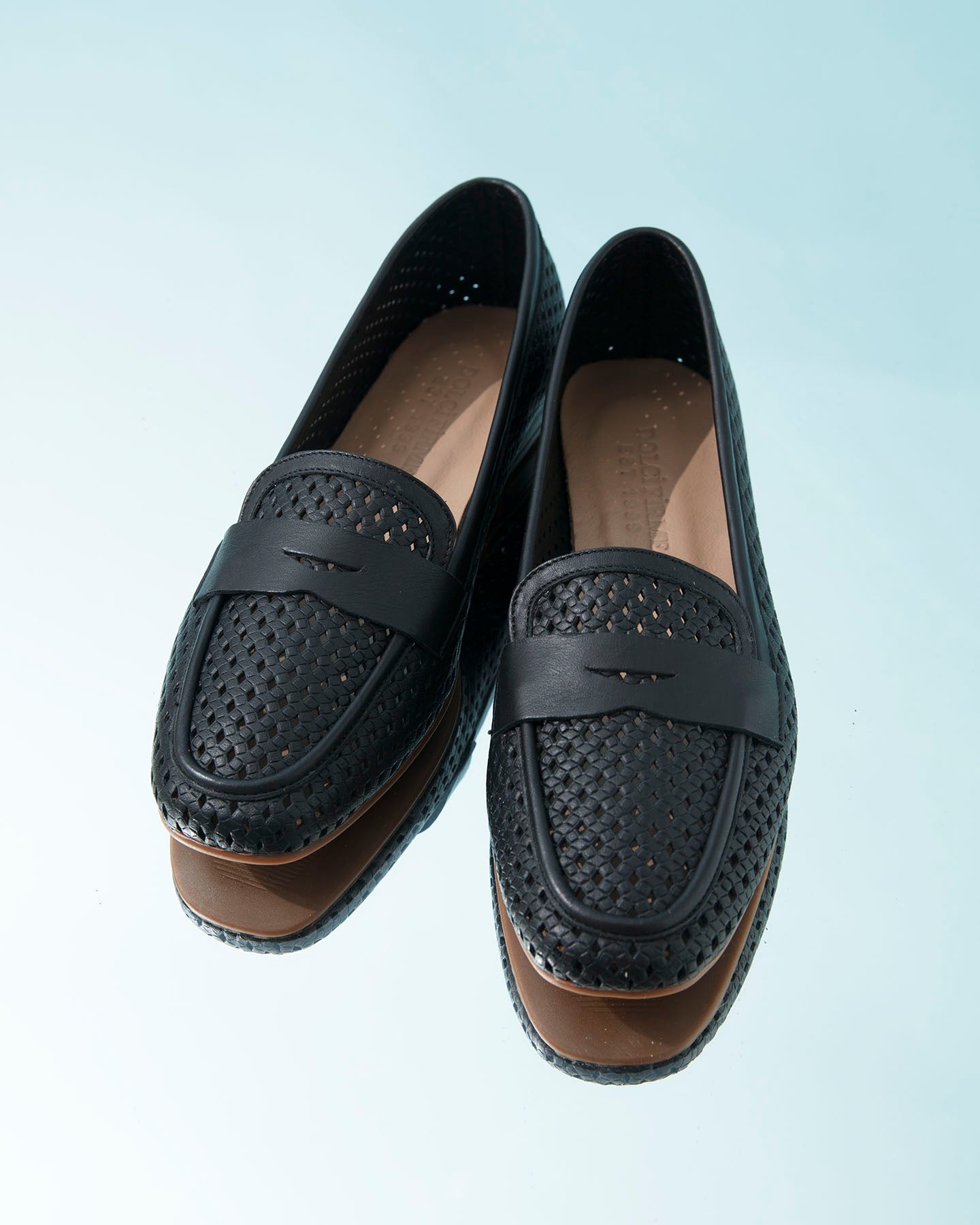 Dolci Firme Keah Black Woven Leather Penny Loafer