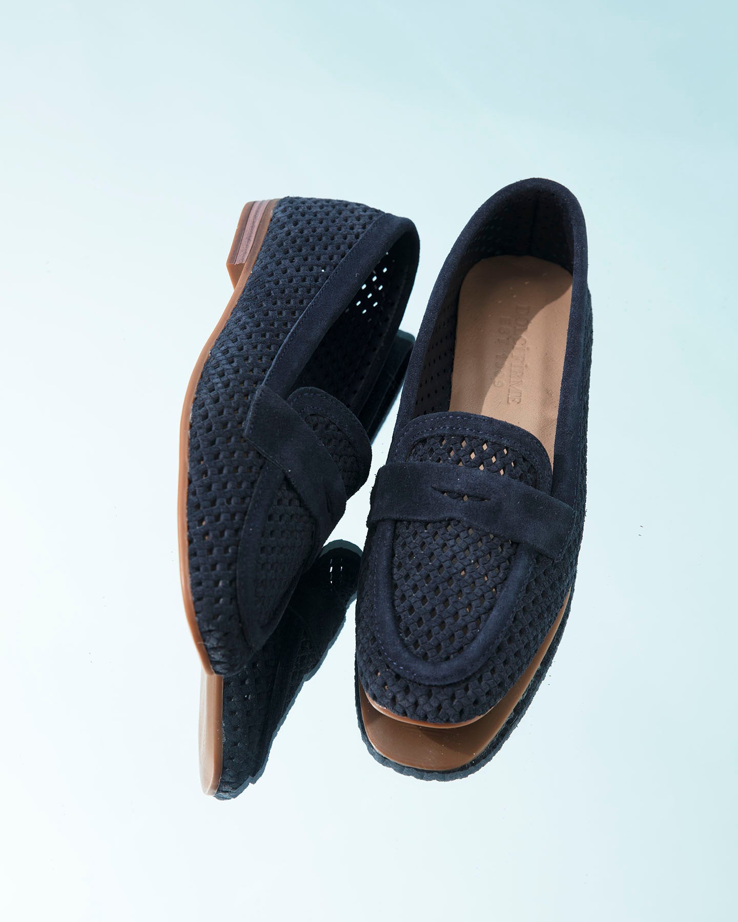 Dolci Firme Keah Navy Woven Suede Penny Loafer