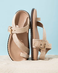 Dolci Firme Playa Beige Suede Toe-Loop Sandal