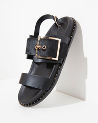Dolci Firme Adelfi Black Pony Hair & Leather Sandal
