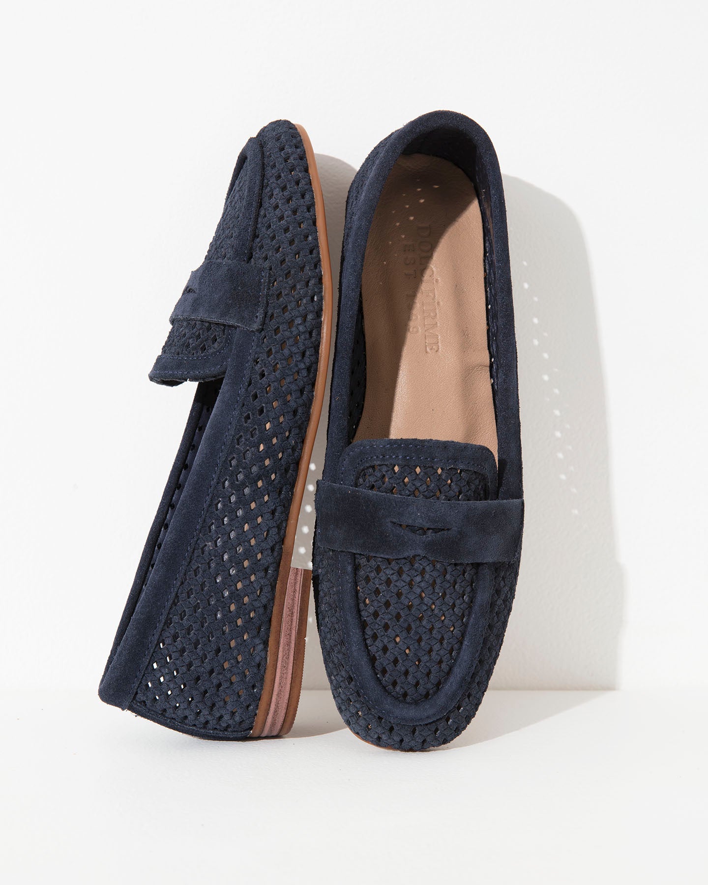 Dolci Firme Keah Navy Woven Suede Penny Loafer