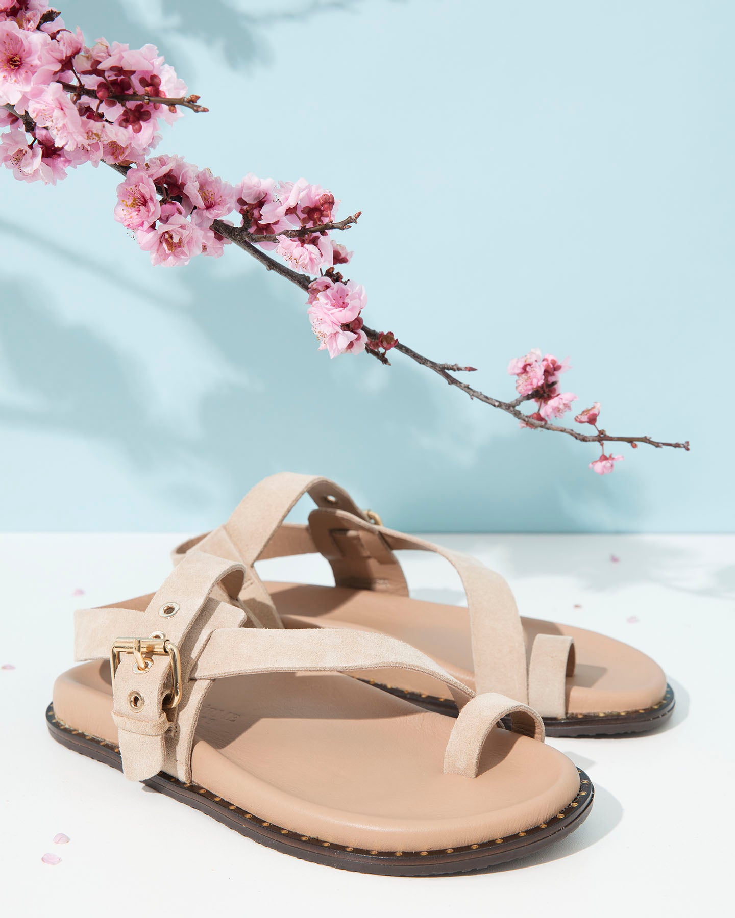Dolci Firme Playa Beige Suede Toe-Loop Sandal