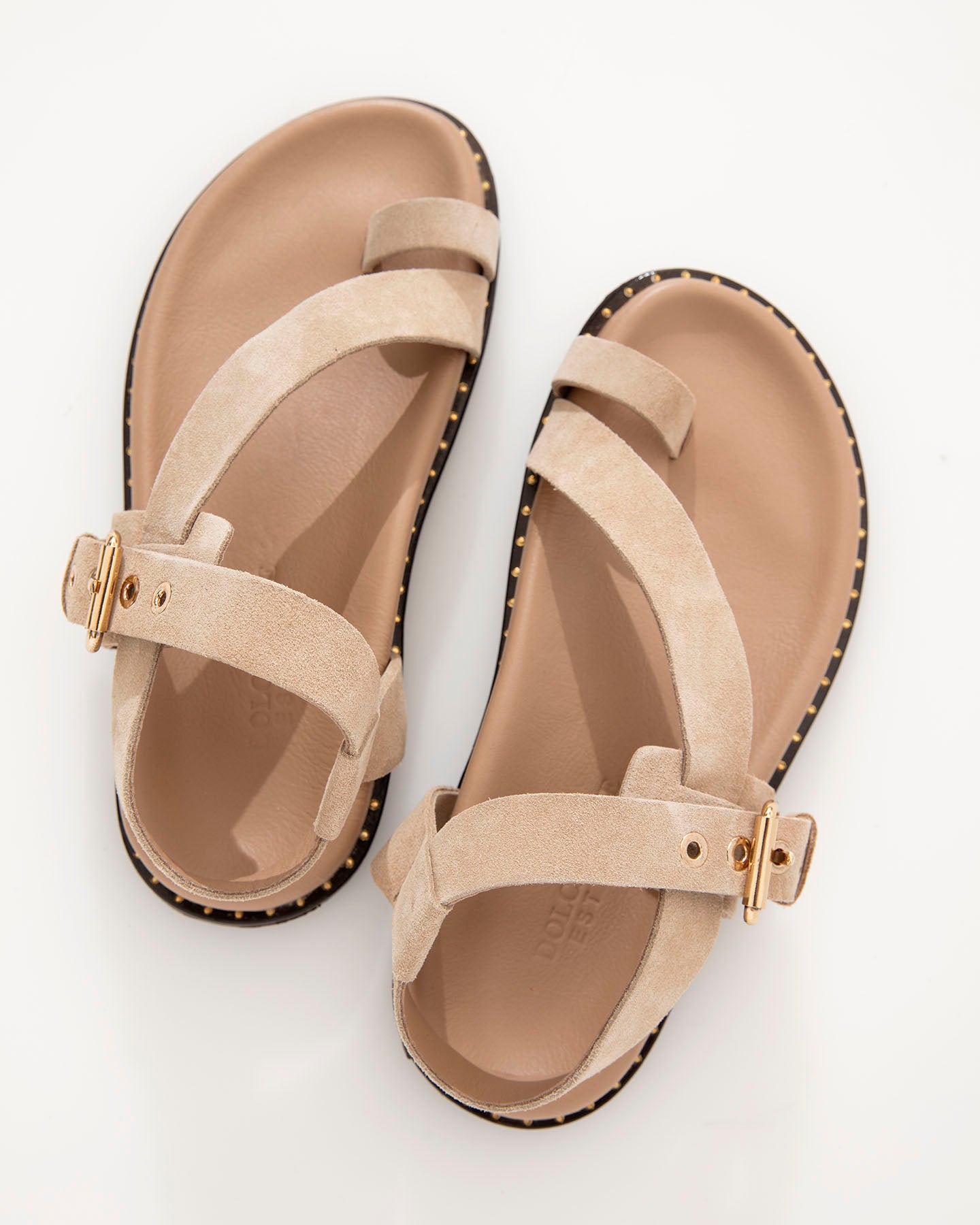 Dolci Firme Playa Beige Suede Toe-Loop Sandal