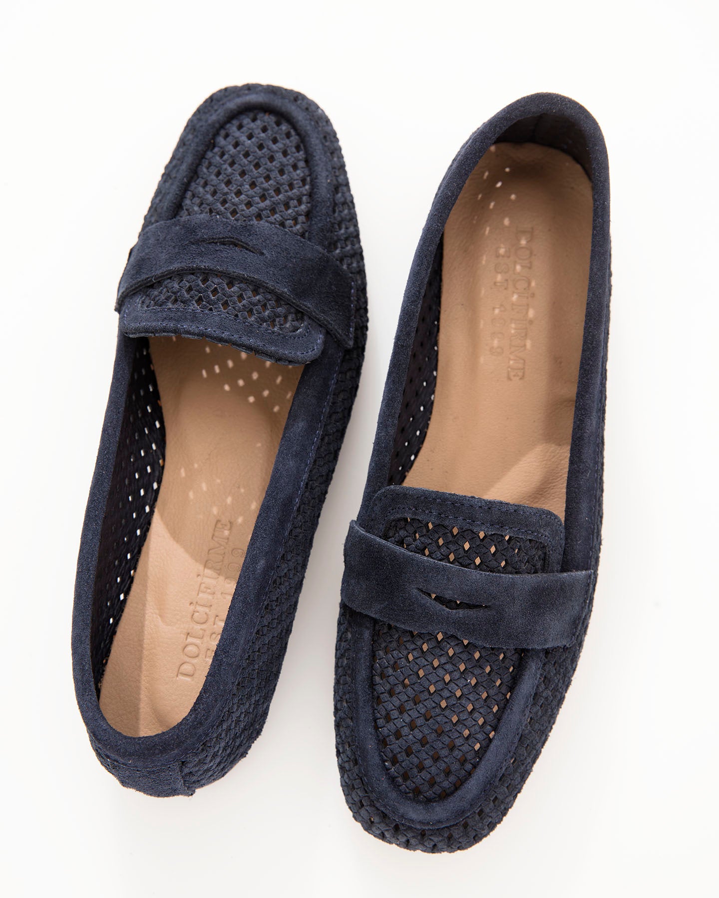 Dolci Firme Keah Navy Woven Suede Penny Loafer