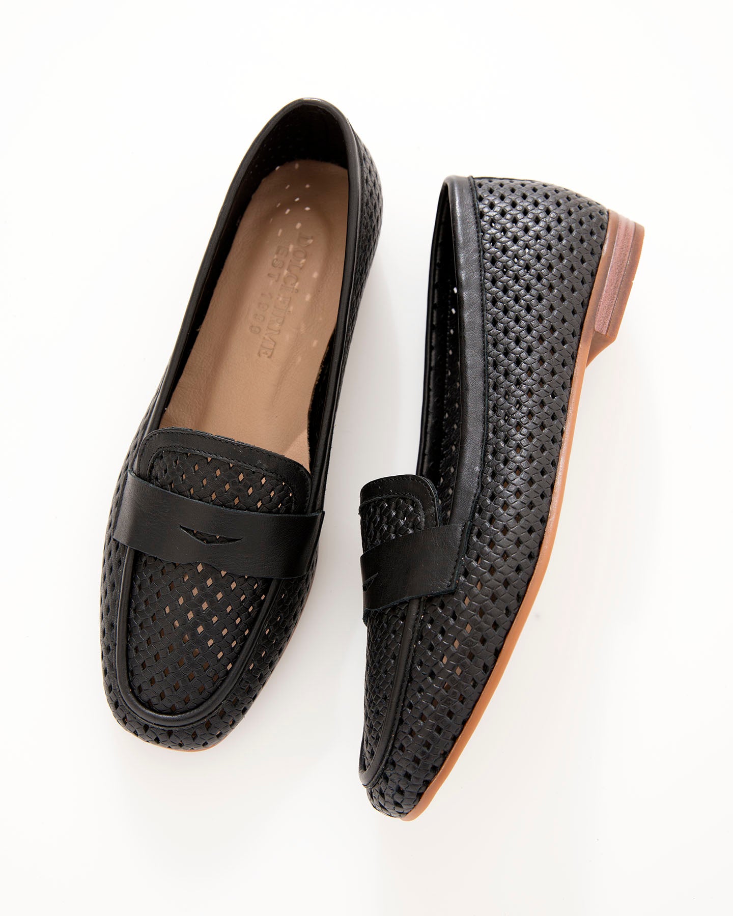 Dolci Firme Keah Black Woven Leather Penny Loafer