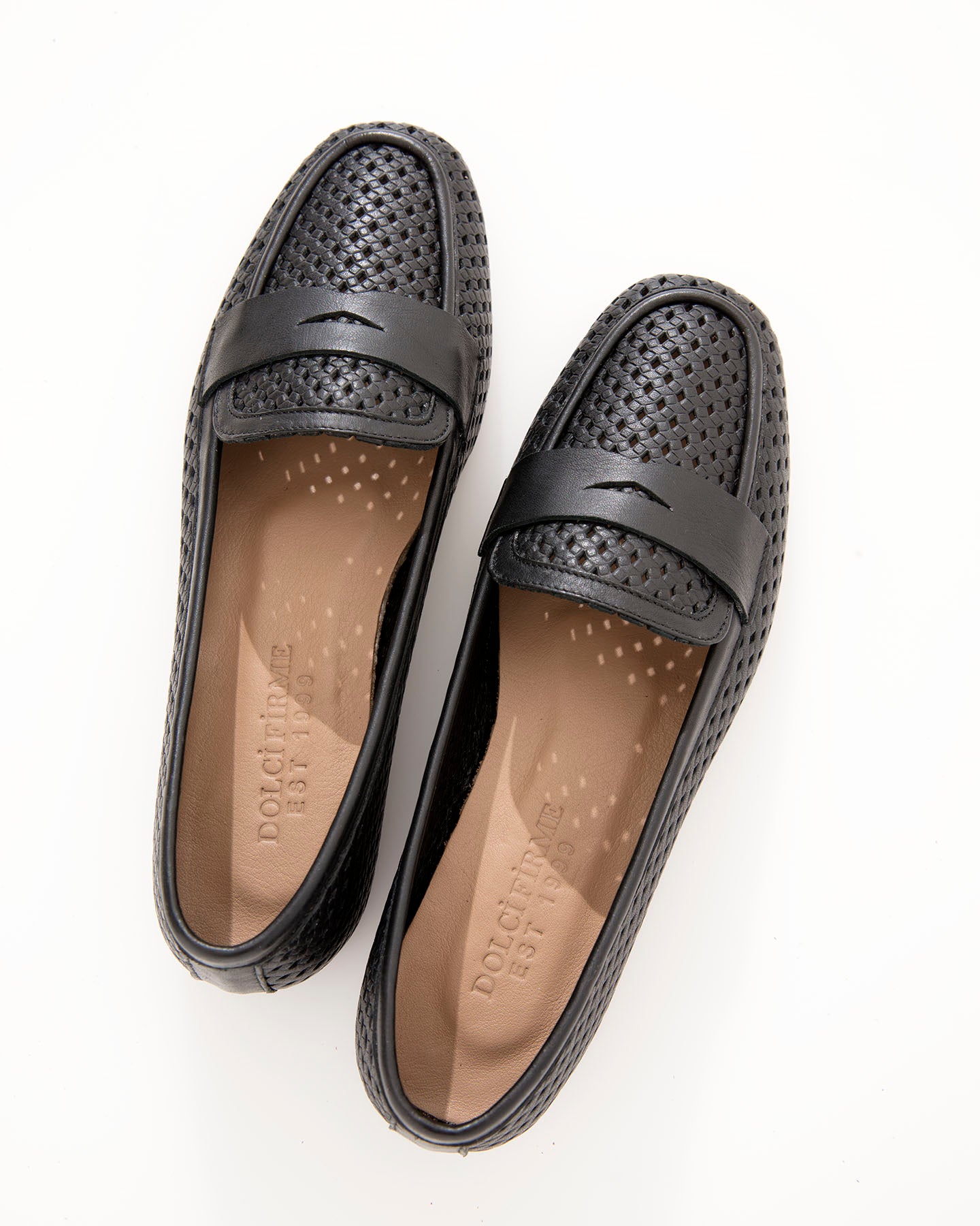 Dolci Firme Keah Black Woven Leather Penny Loafer