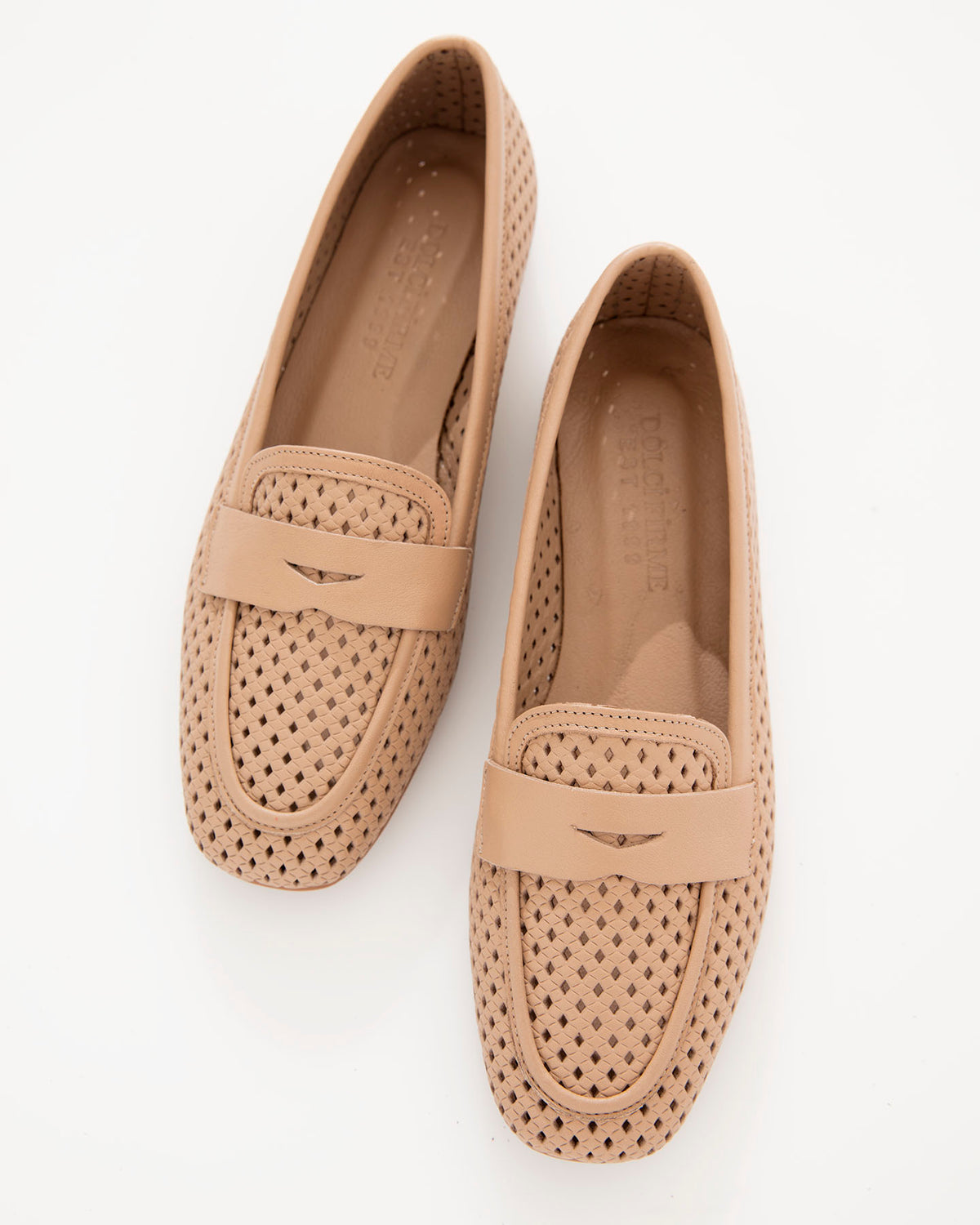 Dolci Firme Keah Nude Woven Leather Penny Loafer