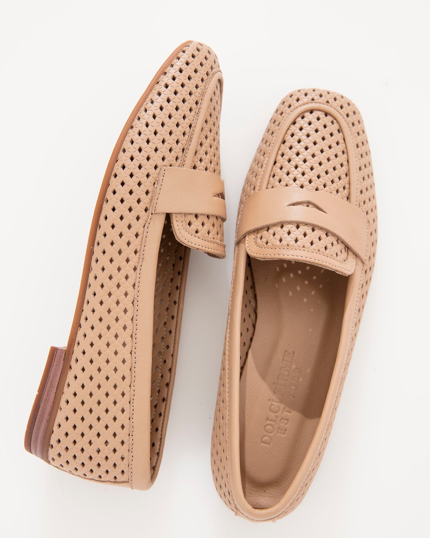Dolci Firme Keah Nude Woven Leather Penny Loafer