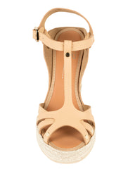 By Bianca Palermo Sand beige espadrille wedge, 11cm raffia wedge on a 2cm platform