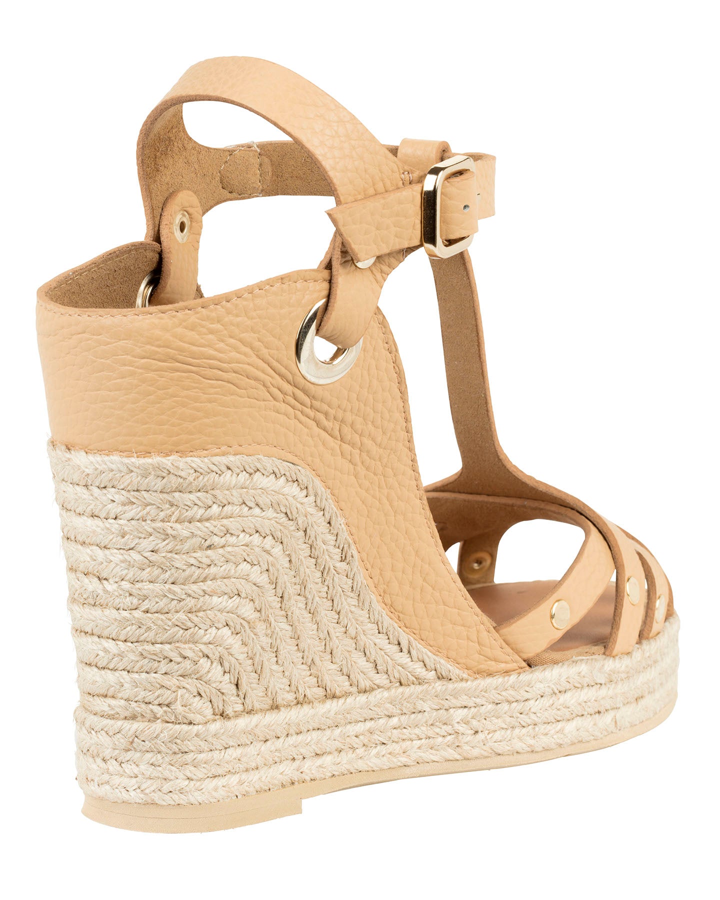By Bianca Palermo Sand pebbled calf leather wedge sandals, made in Spain