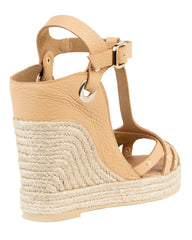 By Bianca Palermo Sand pebbled calf leather wedge sandals, made in Spain