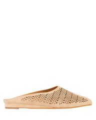 Bianca Buccheri Tia Tan perforated suede flat mule with open toe
