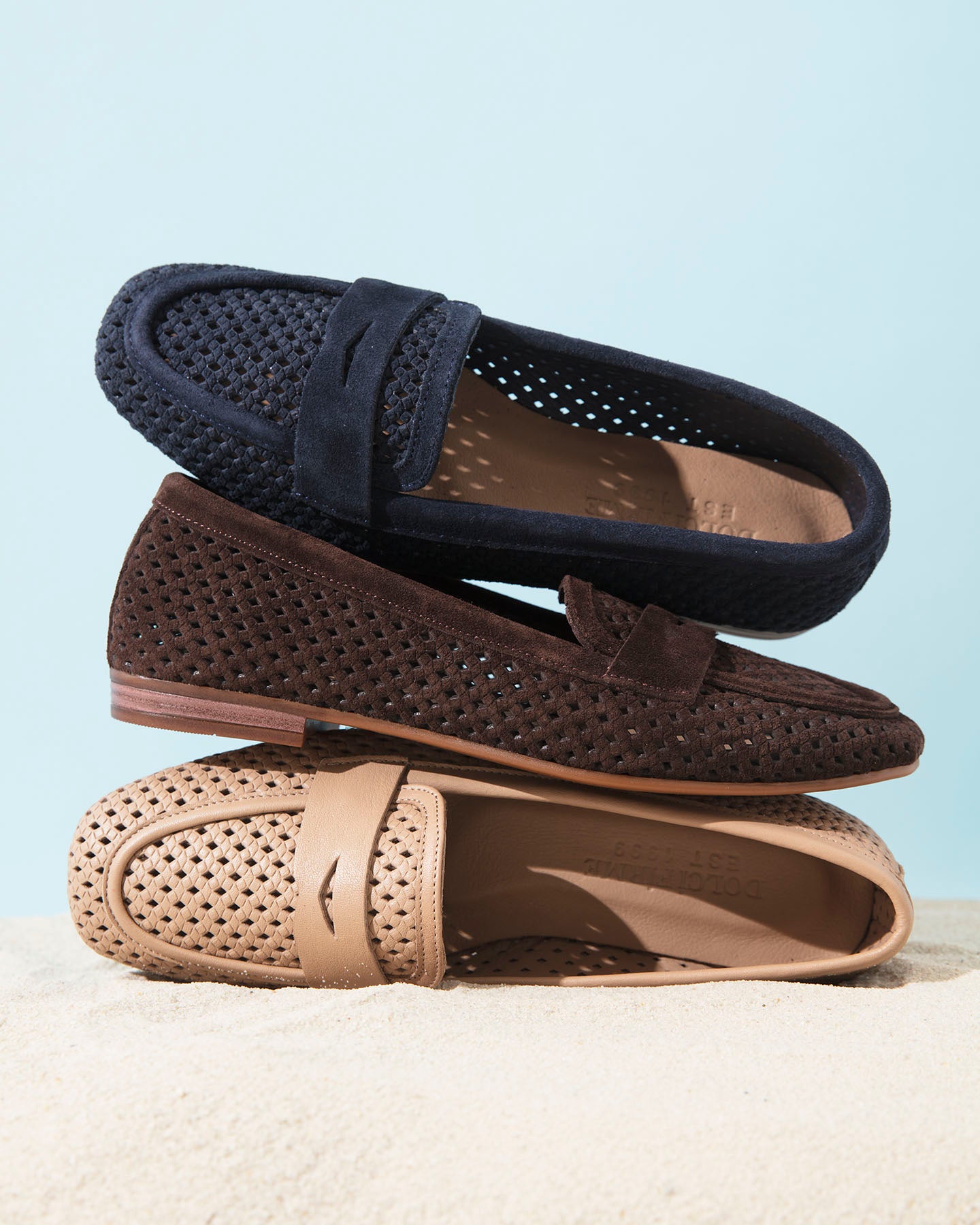 Dolci Firme Keah Navy Woven Suede Penny Loafer