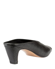 Bianca Buccheri Alani Black lizard-print leather peep-toe mule with 50mm curved heel