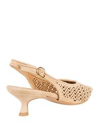 Bianca Buccheri Lauren Tan suede pointed-toe slingback with lace perforations and 45mm kitten heel