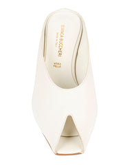 Bianca Buccheri Alani Milk soft nappa leather peep-toe mule with 50mm curved heel, side profile