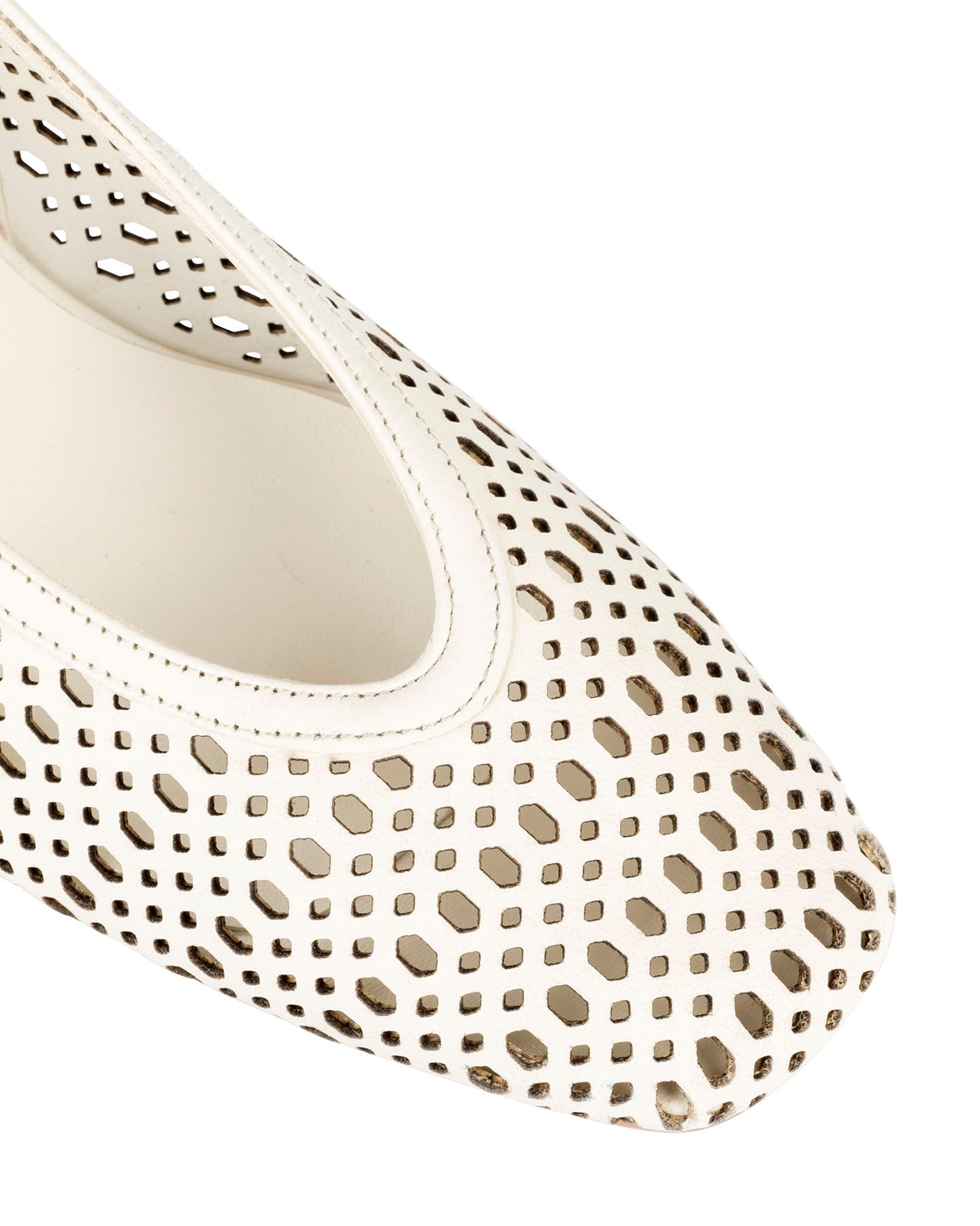 Bianca Buccheri Sarah Milk nappa leather square-toe slingback with pebble perforations and 50mm block heel