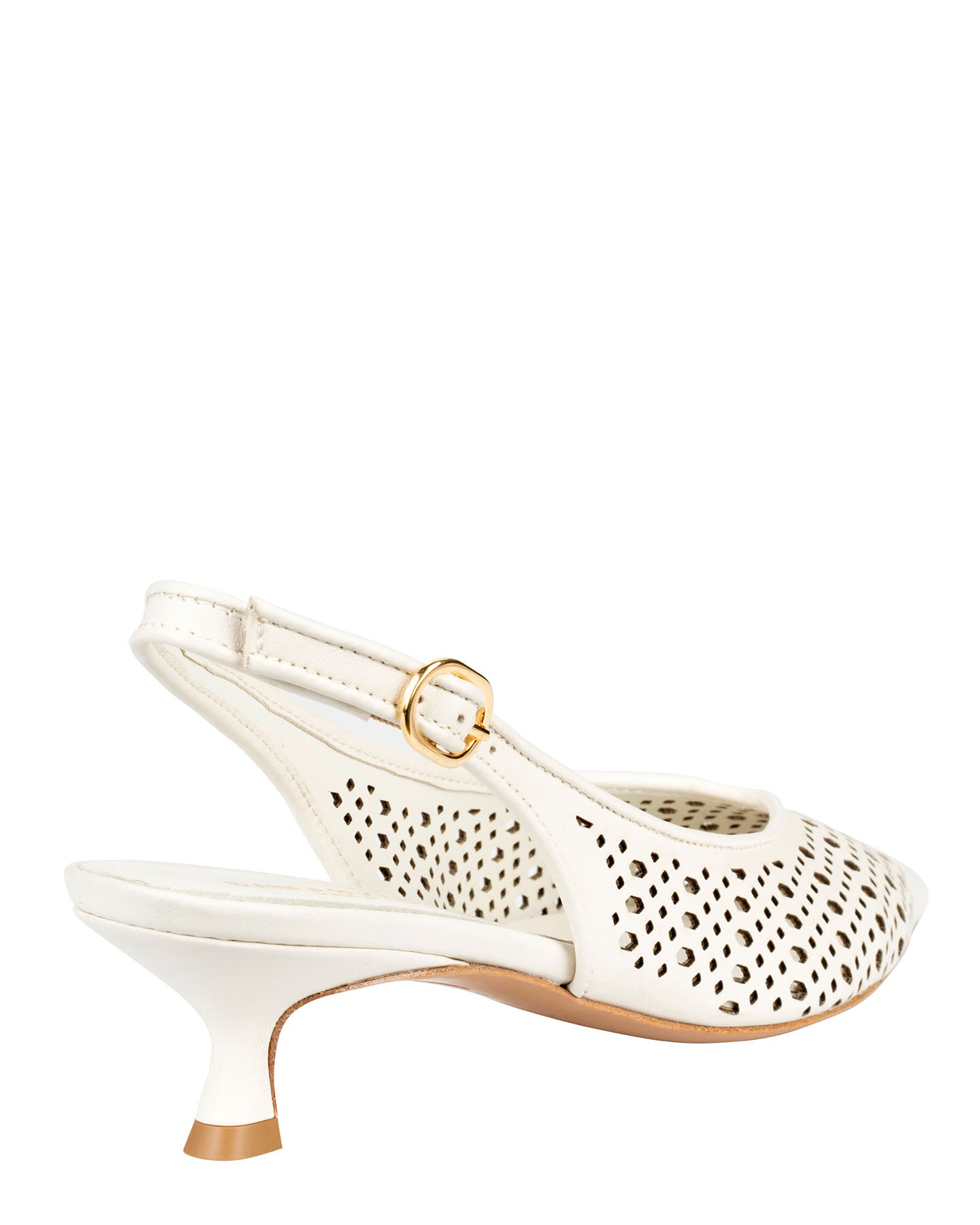 Bianca Buccheri Lauren Milk nappa leather pointed-toe slingback with lace perforations and 45mm kitten heel