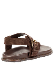 Dolci Firme Playa chocolate suede toe-loop sandal with studded sole edge