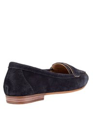 Dolci Firme Quincy navy suede loafer with leather lining and slim flat sole
